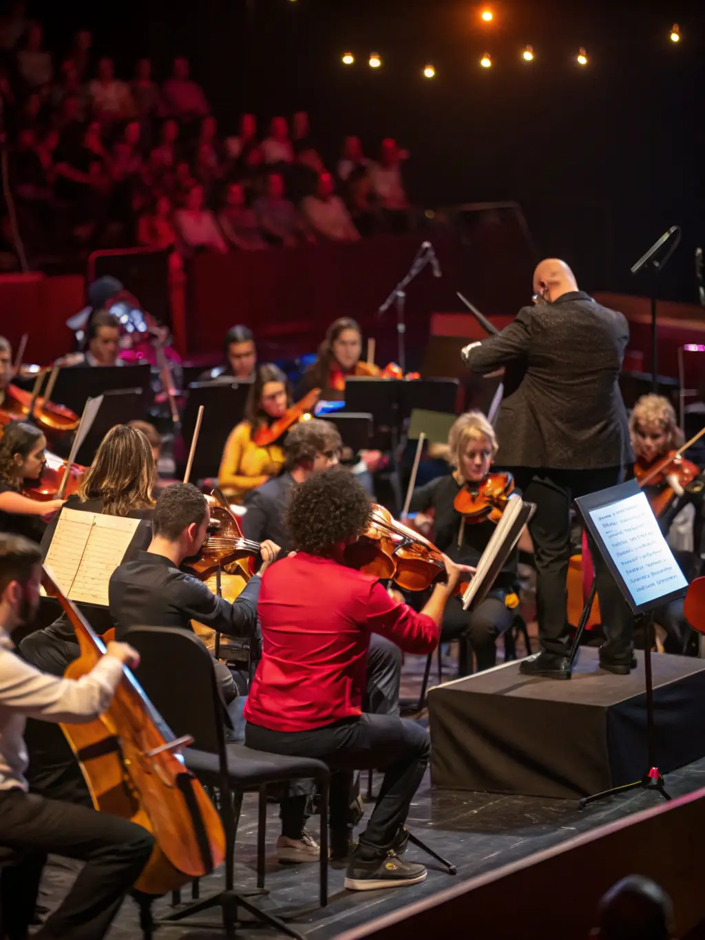 A lively scene from a community concert featuring various ensembles from Union Musicale de Sancoins, showcasing the organization's commitment to public performance and community engagement.